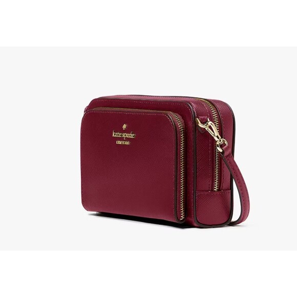 New Kate Spade Staci Dual Zip Around Crossbody Blackberry Preserves - Picture 2 of 5